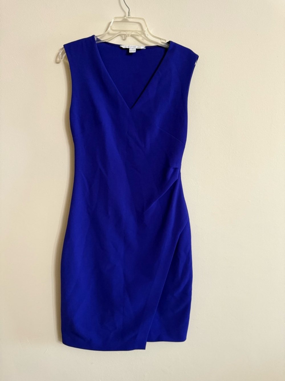 Diane Von Furstenberg DVF Royal Blue Ruched Sheath Dress Size 8
